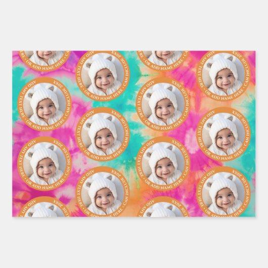 Gefärbte Krawatte - 1 Foto - Benutzerdefinierter T Geschenkpapier Set (Vorderseite 3)