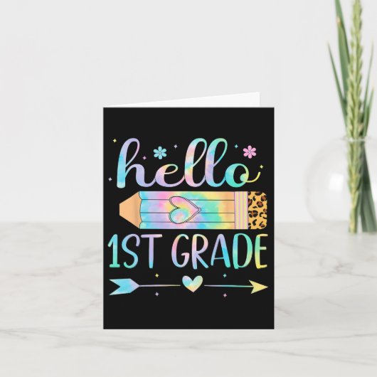 Gefärbte Krawatte 1. Klasse zurück in die Schule H Karte (Vorderseite)