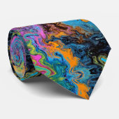 Gefärbte Krawatte 2 schwarz, rosa, blau, orange (Gerollt)