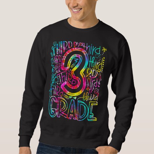 Gefärbte Krawatte 3. Klasse Typografie Team Dritte Sweatshirt (Vorderseite)