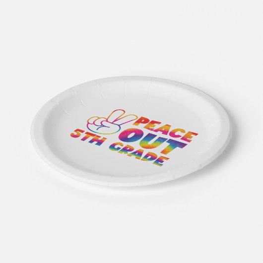 Gefärbte Krawatte 5. Klasse Pappteller (Schrägansicht)