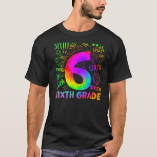 Gefärbte Krawatte 6. Grade Typografy Team Sechster T-Shirt