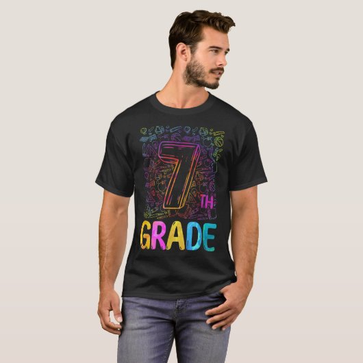 gefärbte Krawatte 7. Klasse Lehrer Funny Back to S T-Shirt (Vorne ganz)