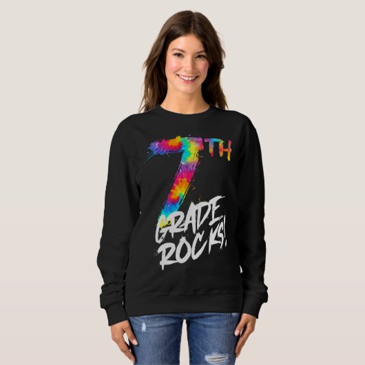 Gefärbte Krawatte 7. Klasse Siebenklässler zurück Sweatshirt (Vorne ganz)