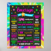 Gefärbte Krawatte 9. 10. Geburtstag Meilenstein Sc Poster (Vorne)