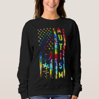 Gefärbte Krawatte Amerikanisches Flag Autismus Bew Sweatshirt