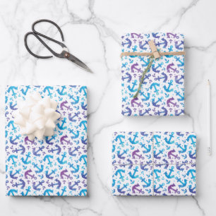 Gefärbte Krawatte Anchor Muster Geschenkpapier Set
