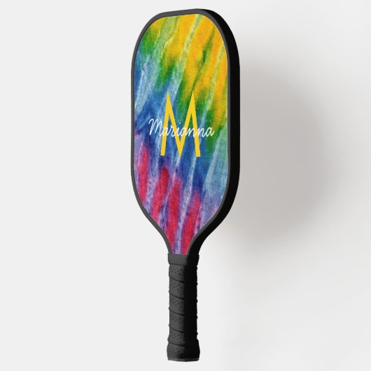 Gefärbte Krawatte Anfangsname Rot Blau Grün Pickleball Schläger (Links)