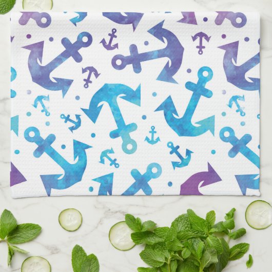 Gefärbte Krawatte Anker Muster 2 Geschirrtuch (Gefaltet)