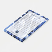 Gefärbte Krawatte-Aquarellfarbenmonogramm für blau Post-it Klebezettel (angewinkelt)