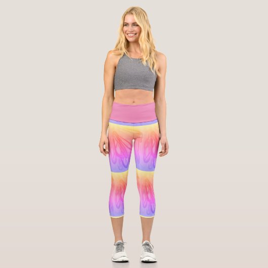 Gefärbte Krawatte aus Baumwolle Hochgebranntes Cap Capri Leggings (Vorderseite)