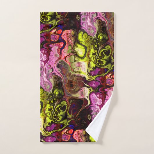 Gefärbte Krawatte aus rosa und chartreuse Marmor Badhandtuch Set (Handtuch)