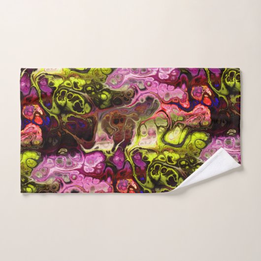 Gefärbte Krawatte aus rosa und chartreuse Marmor Badhandtuch Set (Handtuch)