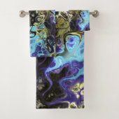Gefärbte Krawatte aus schwarzem und blauem Marmor Badhandtuch Set (Insitu)