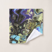 Gefärbte Krawatte aus schwarzem und blauem Marmor Badhandtuch Set (Waschlappen)