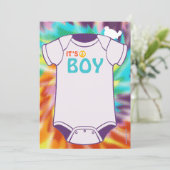 Gefärbte Krawatte Baby Shower Einladungen Boys (Stehend Vorderseite)
