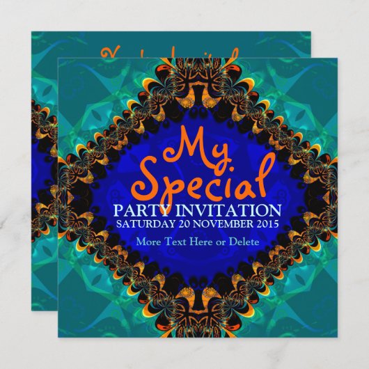 Gefärbte Krawatte Batik Fraktal Einladung (Vorne/Hinten)