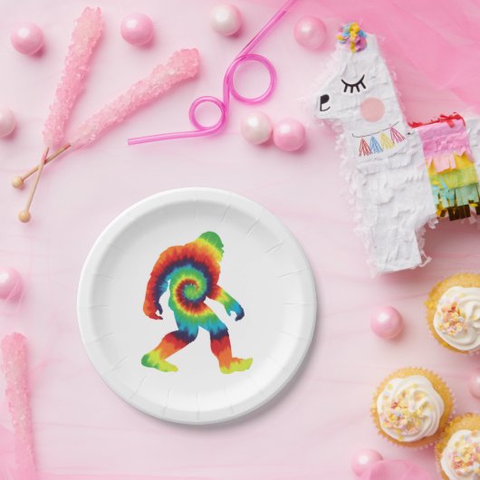 Gefärbte Krawatte Bigfoot Pappteller (Party)