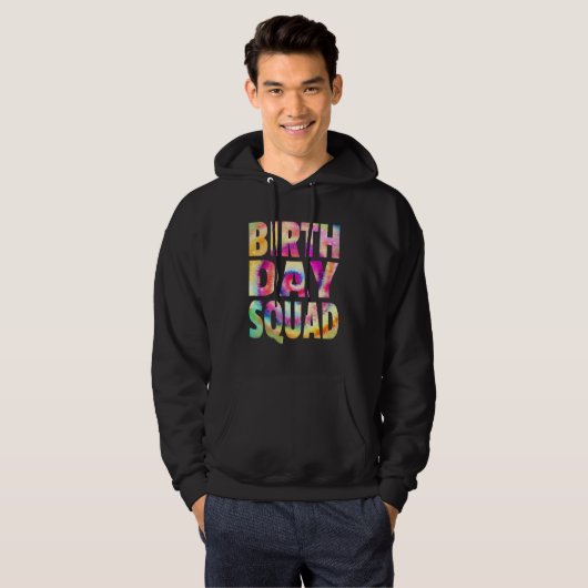 Gefärbte Krawatte Birthday Squad Matching Group Ge Hoodie (Vorne ganz)
