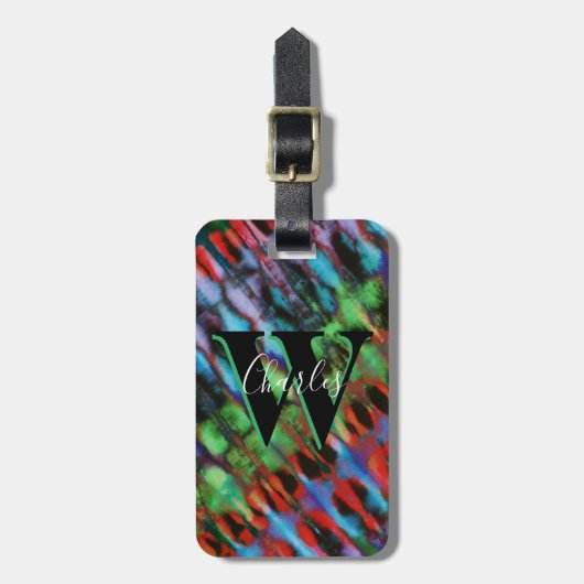 Gefärbte Krawatte Black Diagonal Gepäckanhänger (Vorderseite vertikal)