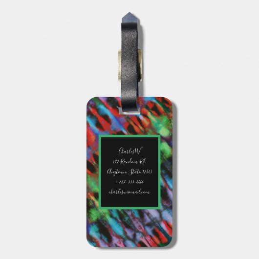 Gefärbte Krawatte Black Diagonal Gepäckanhänger (Rückseite vertikal)