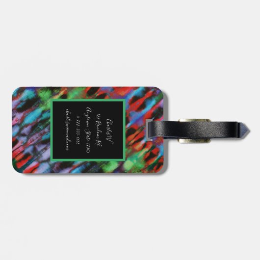 Gefärbte Krawatte Black Diagonal Gepäckanhänger (Rückseite horizontal)