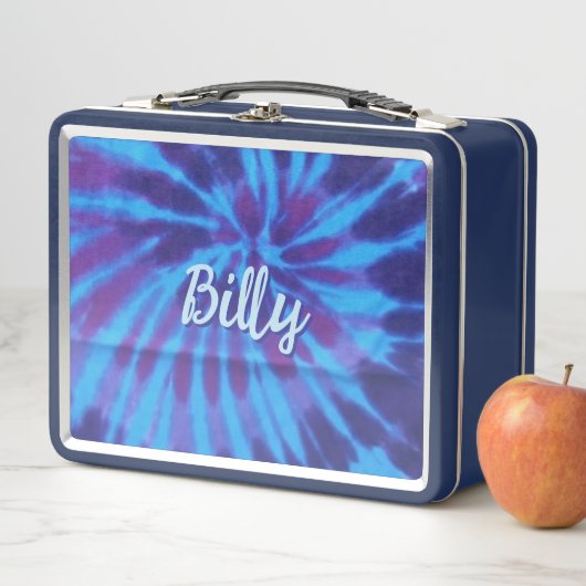 Gefärbte Krawatte Blau Aquamarine Lila Muster Hipp Metall Brotdose (Beispiel)