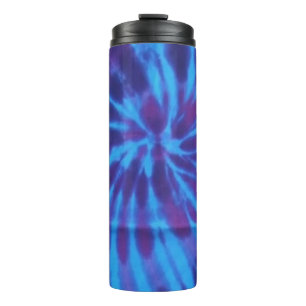 Gefärbte Krawatte Blau Aquamarine Lila Muster Hipp Thermosbecher