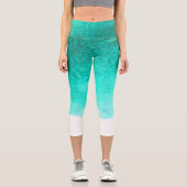 Gefärbte Krawatte blau Aquarell künstlerische farb Capri Leggings (Vorderseite)
