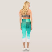Gefärbte Krawatte blau Aquarell künstlerische farb Capri Leggings (Rückseite)