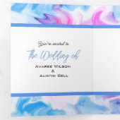 Gefärbte Krawatte Blau und Rosa Dreifach Gefaltete Einladung (Innen Erste Seite)