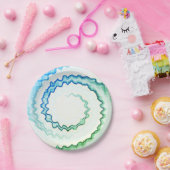 Gefärbte Krawatte-Blau-Weiß-Swirbelmuster Party Pappteller (Party)