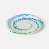 Gefärbte Krawatte-Blau-Weiß-Swirbelmuster Party Pappteller (Schrägansicht)