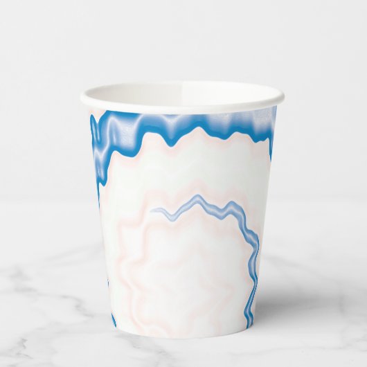 Gefärbte Krawatte Blau weißer Swirl funky Retromus Pappbecher (Links)