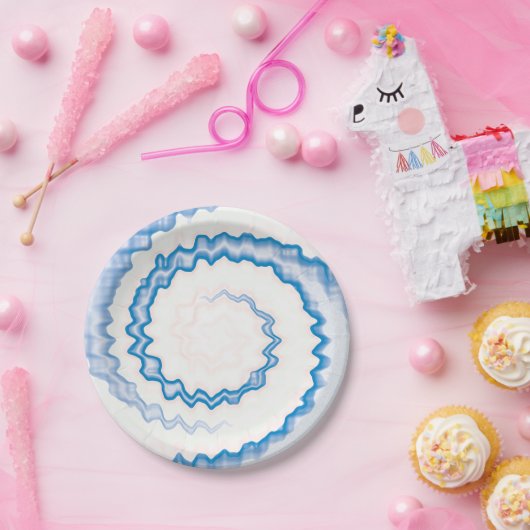 Gefärbte Krawatte Blau weißes Swirbelmuster Party Pappteller (Party)