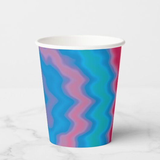 Gefärbte Krawatte blau wirbelndes trendiges Retrom Pappbecher (Rückseite)