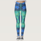 Gefärbte Krawatte Blue Green Yoga Gym Sport Leggin Leggings (Vorderseite)