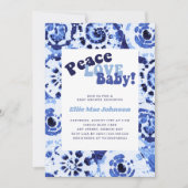 gefärbte Krawatte Blue Shibori Peace Liebe Babydus Einladung (Vorderseite)