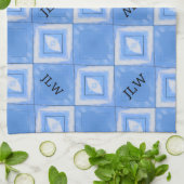 Gefärbte Krawatte Boho Chic Blue und White Checker Geschirrtuch (Gefaltet)