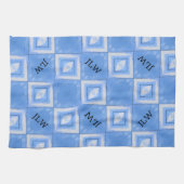 Gefärbte Krawatte Boho Chic Blue und White Checker Geschirrtuch (Horizontal)