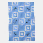 Gefärbte Krawatte Boho Chic Blue und White Checker Geschirrtuch (Vertikal)