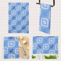 Gefärbte Krawatte Boho Chic Blue und White Checker