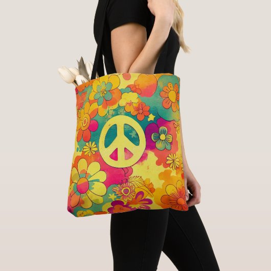 Gefärbte Krawatte Boho Hippy 60er Peace Sign Tasche (Von Nahem)