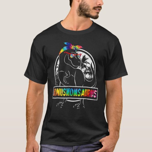 Gefärbte Krawatte Bonusmomsaurus Bonus Mama Dinosa T-Shirt (Vorderseite)
