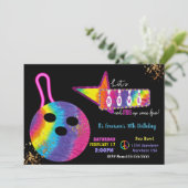 Gefärbte Krawatte Bowling Party, Geburtstag der 70 Einladung (Stehend Vorderseite)