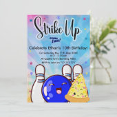 Gefärbte Krawatte Boys Bowling Party macht Spaß Einladung (Stehend Vorderseite)