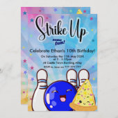 Gefärbte Krawatte Boys Bowling Party macht Spaß Einladung (Vorne/Hinten)