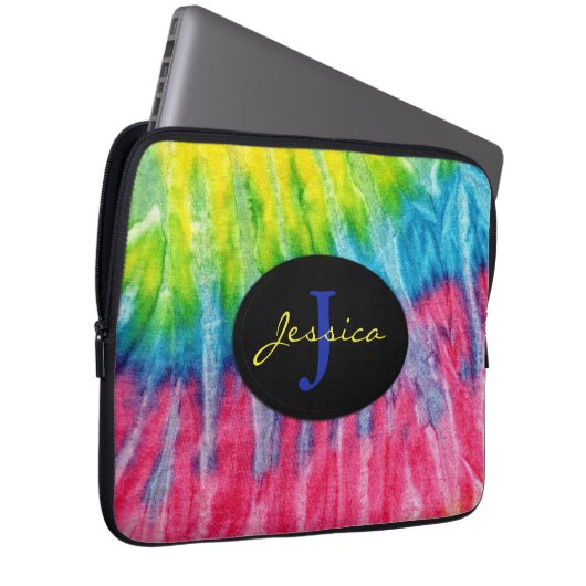 Gefärbte Krawatte Bright Custom Monogram Laptopschutzhülle (Vorne Rechts)