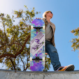 Gefärbte Krawatte Bulldog Blue Lila Skateboard