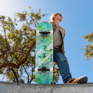 Gefärbte Krawatte Bulldog Green Blue Skateboard